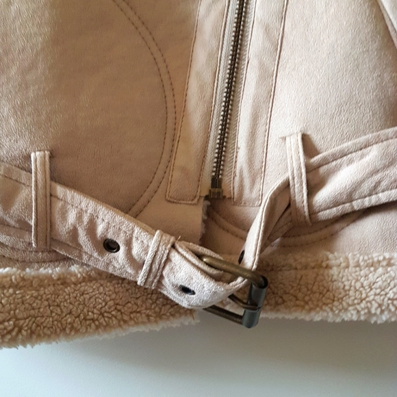 Faux Suede Shearling Moto Jacket - Picture 4 of 5
